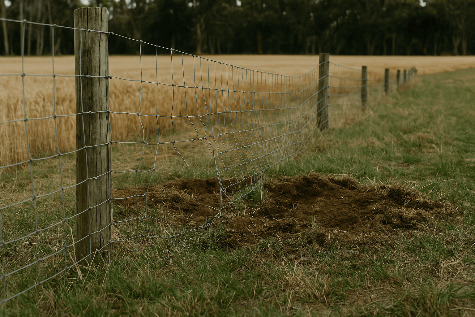 Pig damage along a southwest WA fence line